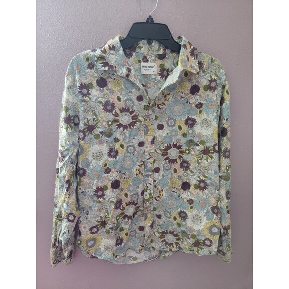 Tunevuse Regular Fit Long Sleeve Button Down Shirt Floral Men’s Medium - Picture 1 of 9